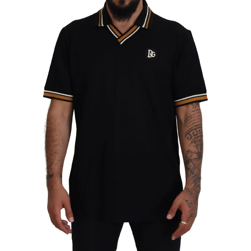 Dolce & Gabbana Elegant Black Silk Polo T-Shirt