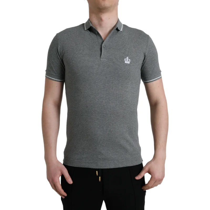 Dolce & Gabbana Elegant Grey Cotton Polo T-Shirt