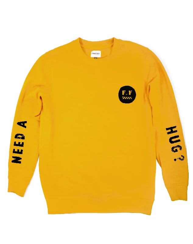 <A 000a001y6a06> Fungolia Fleece Crew Neck Sweatshirt - Fight or Flight (Mustard Yellow)