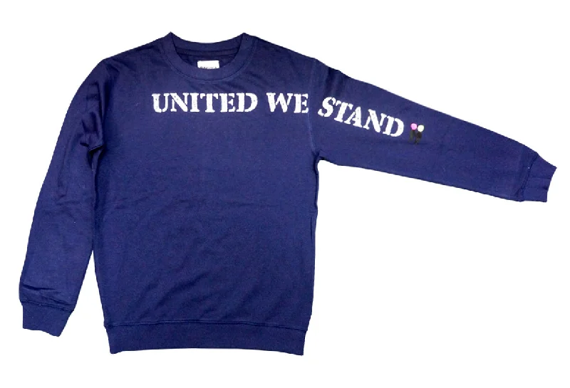 <A 000a001y6a09> Fungolia French Terry Crew Neck Sweatshirt - UNITED WE STAND (Navy Blue)