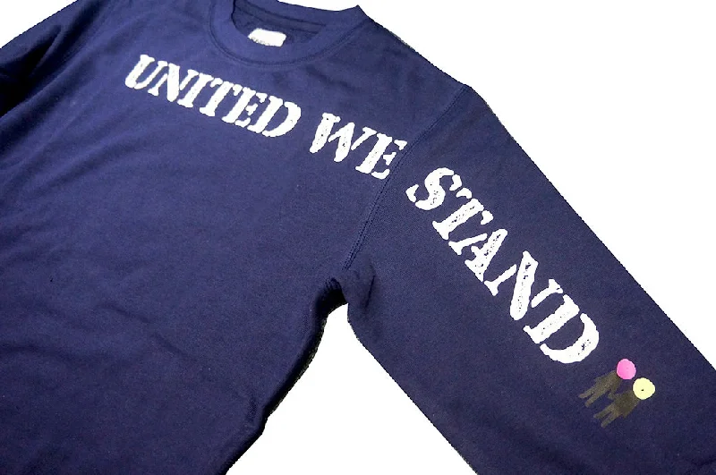 <A 000a001y6a09> Fungolia French Terry Crew Neck Sweatshirt - UNITED WE STAND (Navy Blue)