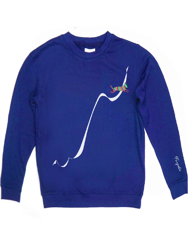 <A 000a001y6a08> Fungolia French Terry Crew Neck Sweatshirt - Jump Higher (Navy Blue)