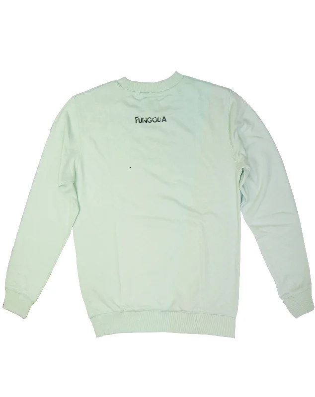 <A 000a001y6c1b>Fungolia French Terry Crew Neck Sweatshirt - Small Feathers (Light Green)