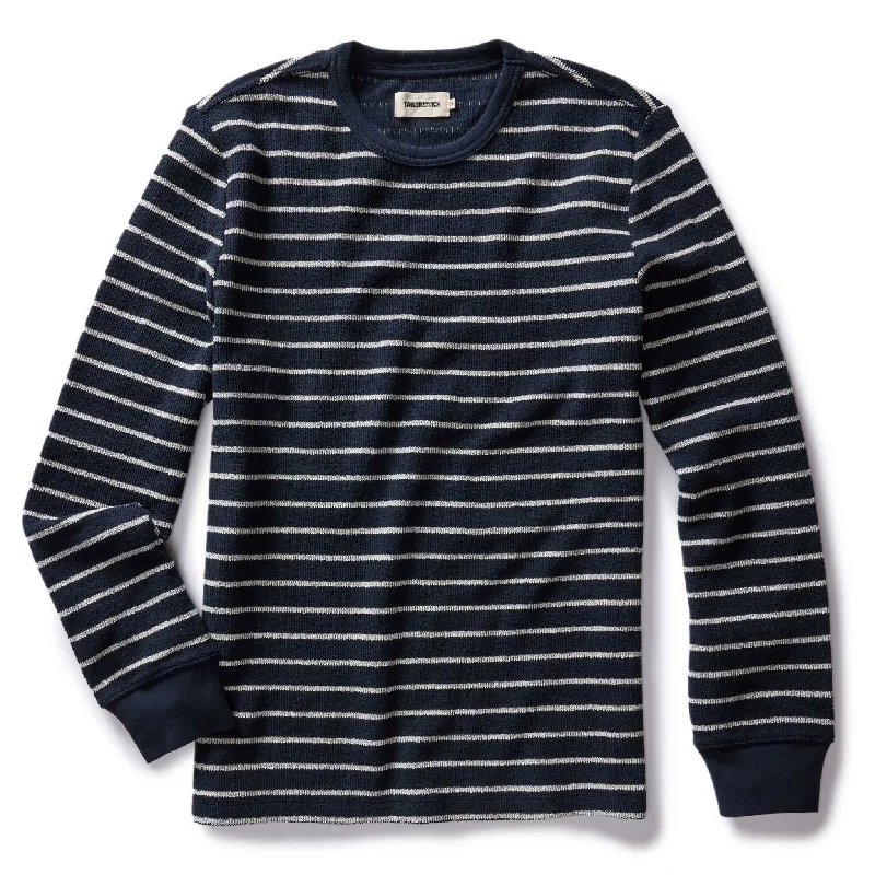 The Adams Crew in Dark Navy Stripe Reverse Terry