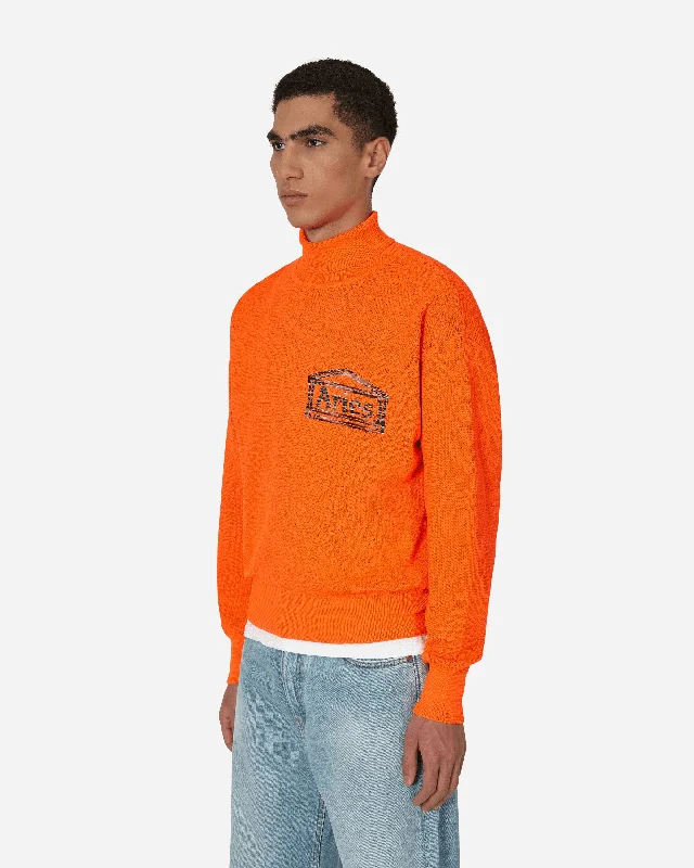 Temple Fluro Turtleneck Sweater Orange