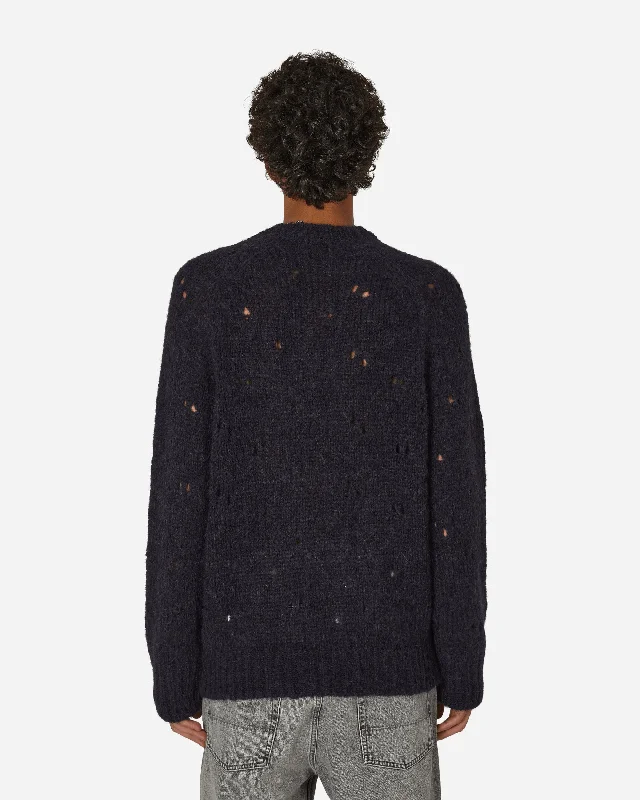 Fuzzy Mohpaca Needle Drop Raglan Sweater Navy