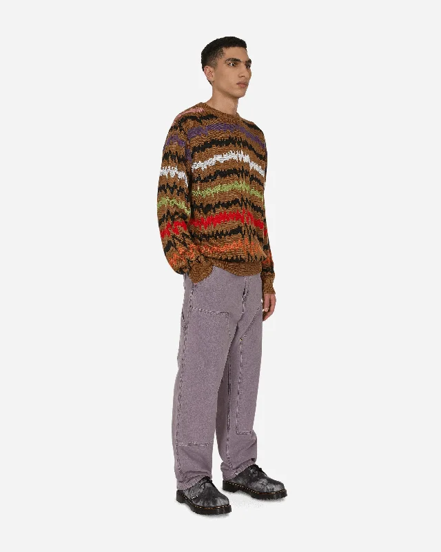 Waves Knitted Sweater Brown