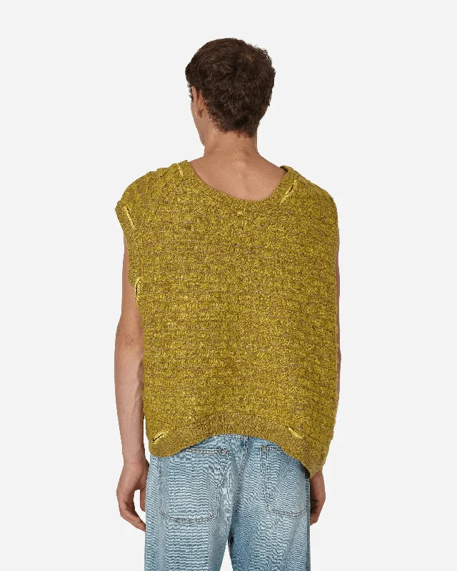 Crochet Logo Stitch Basket Gilet Yellow