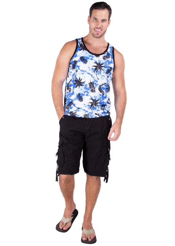 Pineapples & Palms Graphic Tank Tie Dye Blue