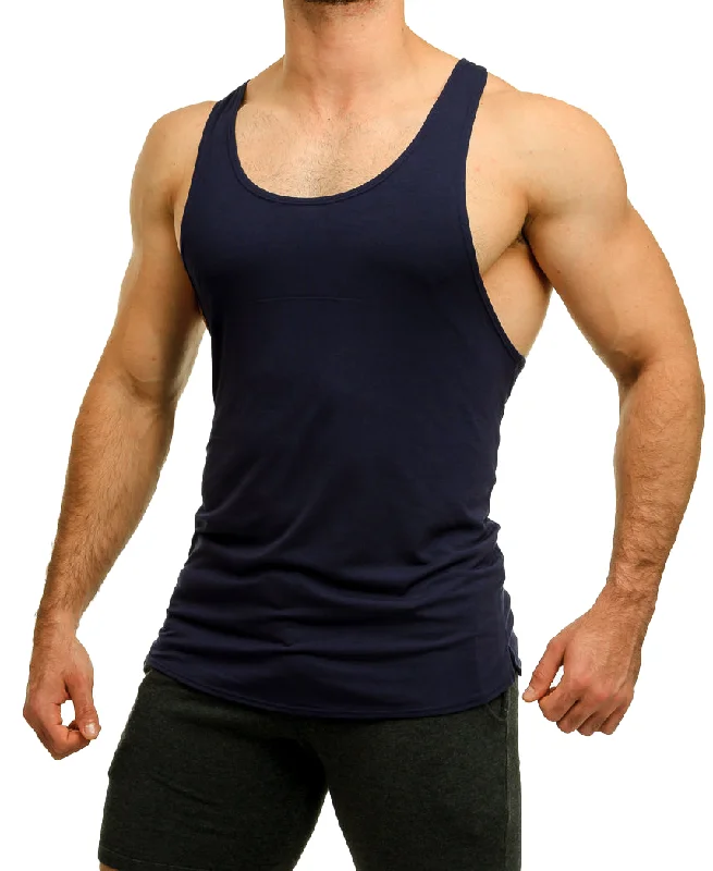 Navy Blue Racer Tank Top