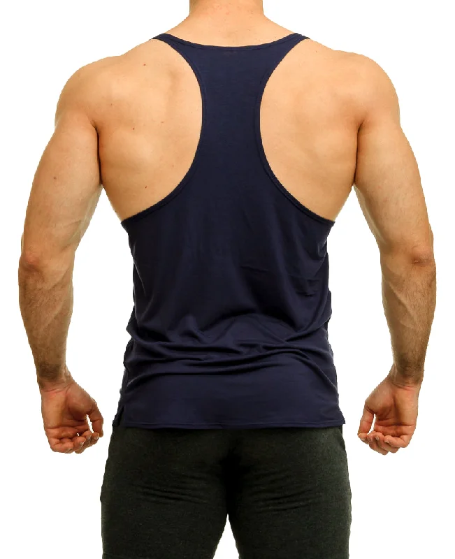 Navy Blue Racer Tank Top