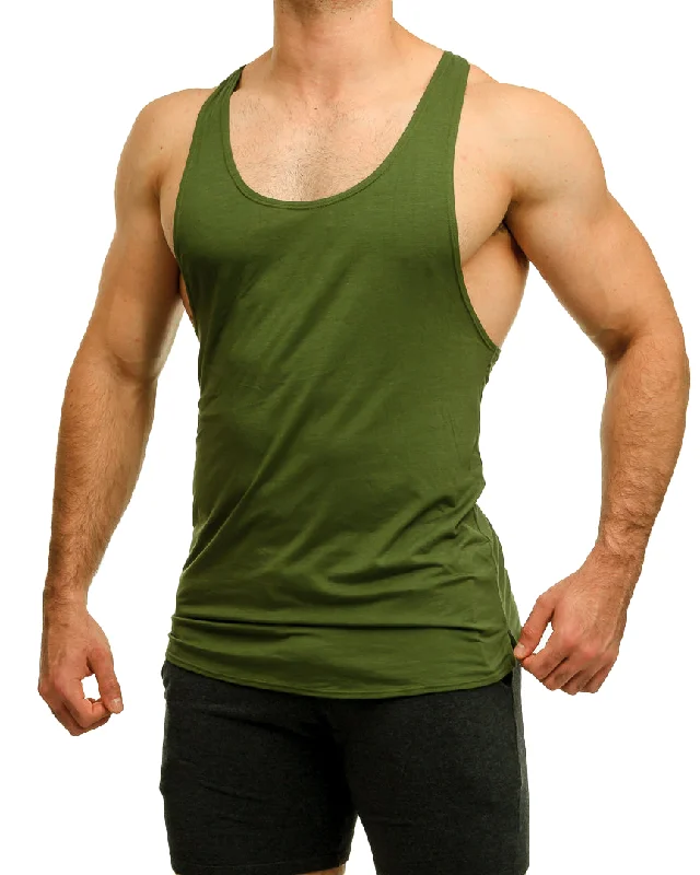 Olive Green Racer Tank Top